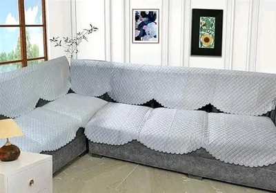 papsun Velvet 3+2+2 Seater Sofa Plain Cover(Pack of 14 LIGHT GREY VELVET SOFA COVER PANEL (7*2)-14 PCS)
