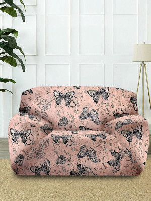 Cortina Polyester 1 Seater Sofa Abstract Cover(Pack of 1 Blue, Brown)