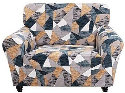 B BESTILO Polyester Geometric 1 Seater Sofa Cover(Multicolor Pack of 1)