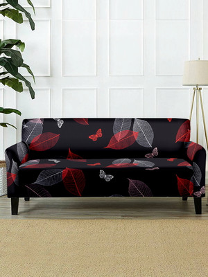 Cortina Polyester Abstract 3 Seater Sofa Cover(Black Pack of 1)