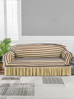 Jaide Polyester Polka 3 Seater Sofa Cover(Beige Pack of 1)