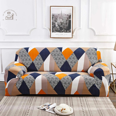 Jai krishna Polycotton Geometric 3 Seater Sofa Cover(Multicolor Pack of 1)