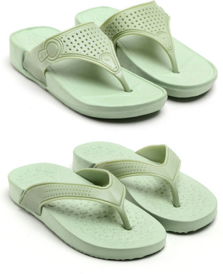 GENVE Women Flip Flops(Green , 8)