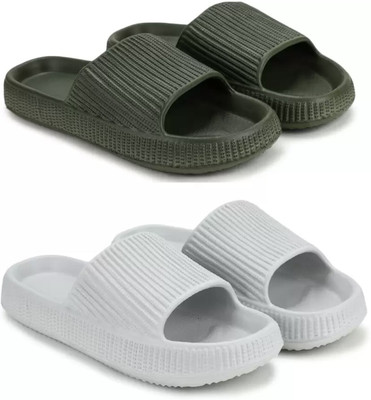 Ambit Men Slides(Green, White , 8)