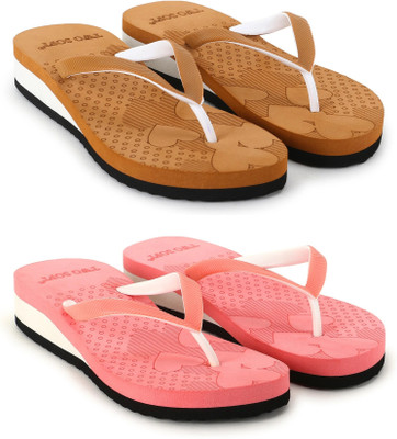 TWO SOFT Women Pack Of 2 Combo Stylish Extra Comfort Lightweight Dailywear Used Slippers(Multicolor , 8)