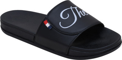 Foot Print Men Slides(Black , 9)