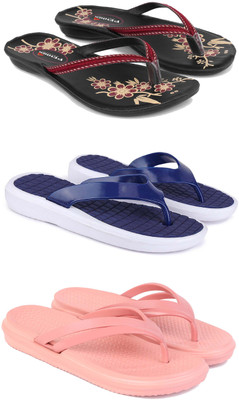 Pennen Women Flip Flops(Beige , 6)