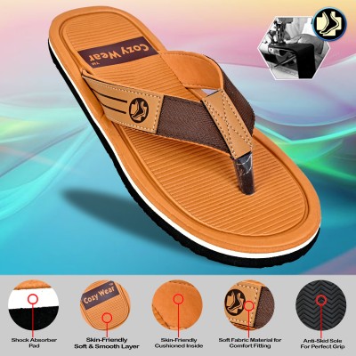 Cozy Wear Men Flip Flops(Tan , 10)