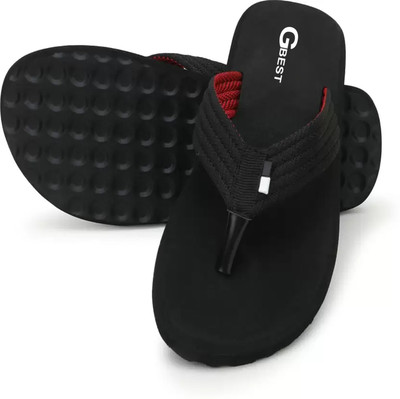 G Best Men Flip Flops(Black , 8)