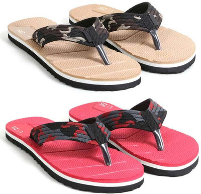 SIZEONE Men Flip Flops(Multicolor , 10)