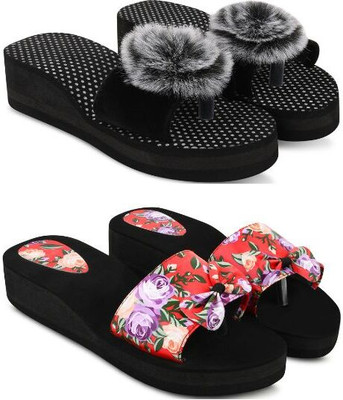 SHIPEE Women Slides(Black , 3)