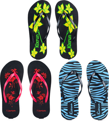 Kixrun Women Flip Flops(Multicolor , 6)