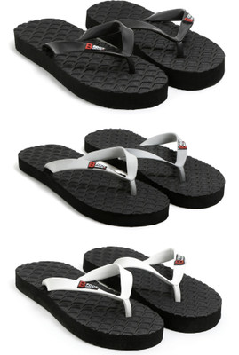 SIZEONE Men Flip Flops(Black , 10)