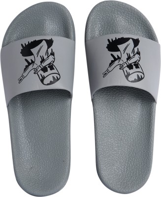 Foot Print Men Slides(Grey , 9)