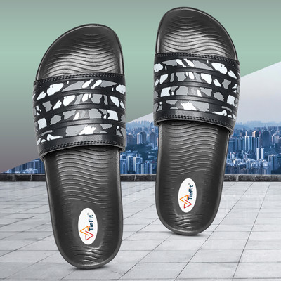 TieFit Men Slides(Black , 10)