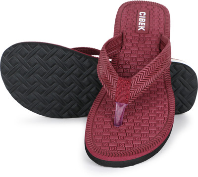 CIBEK Women Flip Flops(Maroon , 4)