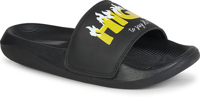 Foot Print Men Slides(Black , 10)