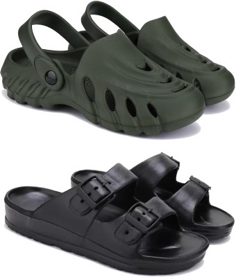 DRACKFOOT Men Sandals(Green, Black , 8)