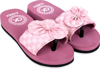 CIBEK Women Slides(Pink , 5)