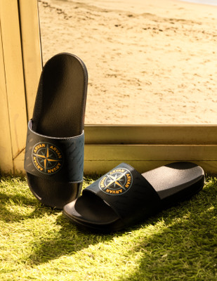 ARVAN Men Slides(Navy, Yellow , 10)