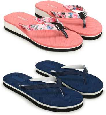 TWO SOFT Women Pack Of 2 Combo Stylish Extra Comfort Lightweight Dailywear Used Slippers(Beige, Blue , 8)