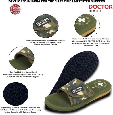 DOCTOR EXTRA SOFT Women Ladies Orthopaedic and Diabetic Camo Ortho Care Velcro Adjustable Strap Super Comfort Dr Sliders Flipflops and House Slippers for Women's and Girl’s Slides(Olive 10)