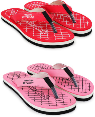 KETIKOE Women's Slipper Ortho-Care Trending Colorful Printed Chappal (Pack of 1) Slippers