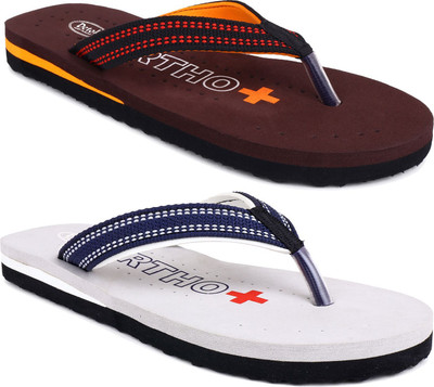 Detok Women Flip Flops(Grey, Brown , 8)