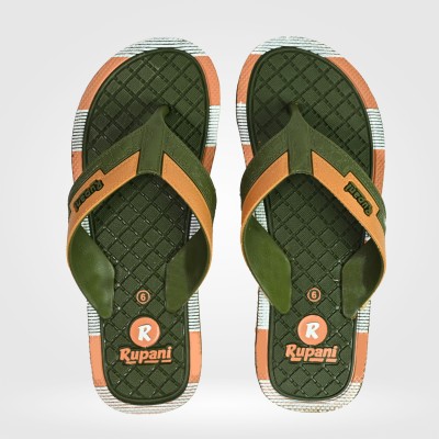 Rupani Men Flip Flops(Olive , 9)