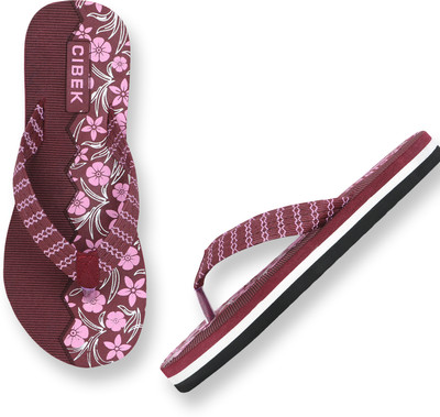 CIBEK Women Flip Flops(Maroon , 7)