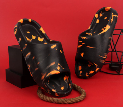 Ambit Men Slides(Black, Orange , 9)