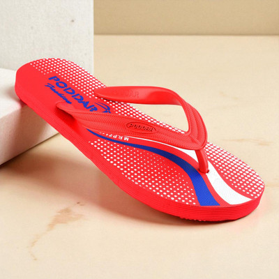 PODDAR Men Slippers(Red , 6)