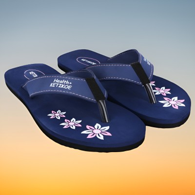 KETIKOE Women Women's Slipper Ortho-Care Trending Colorful Printed Flip Flops (Pack of 1) Slippers(Navy , 5)