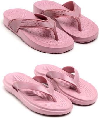 GENVE Women Flip Flops(Pink , 8)