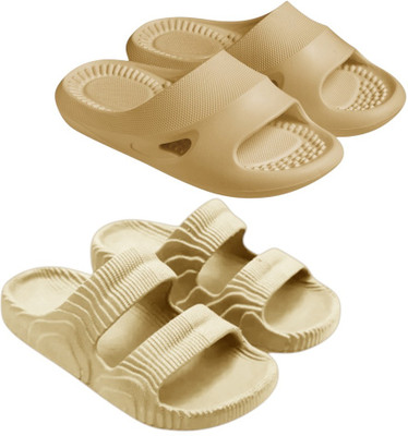 Feel alive Men Slippers(Beige, Beige , 10)