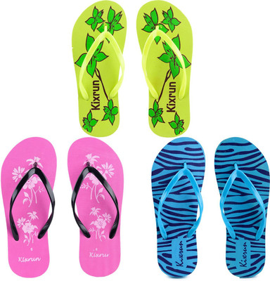 Kixrun Women Flip Flops(Multicolor , 7)
