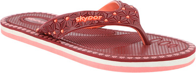 SKYDOT Women Flip Flops(Maroon , 7)