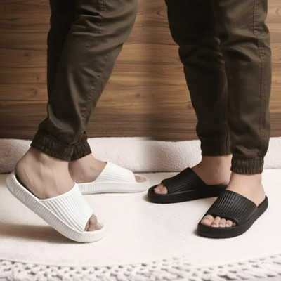Ambit Men Slippers(White, Black , 9)