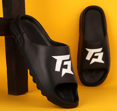 SUNINOW Men Slides(Black , 6)