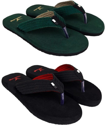 EVOK Men Mens Comfortable Trending And Stylish Multicolor Embozing Flipflop (Pack Of 2) Slippers(Multicolor , 5)