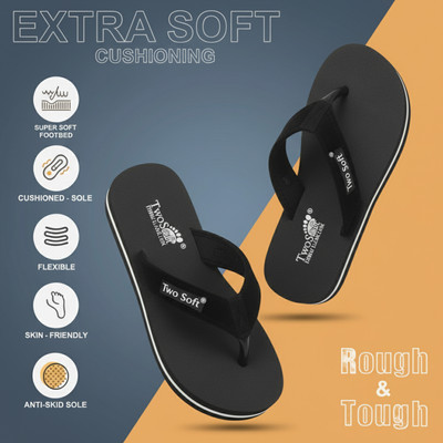TWO SOFT Women Slippers(Black , 6)