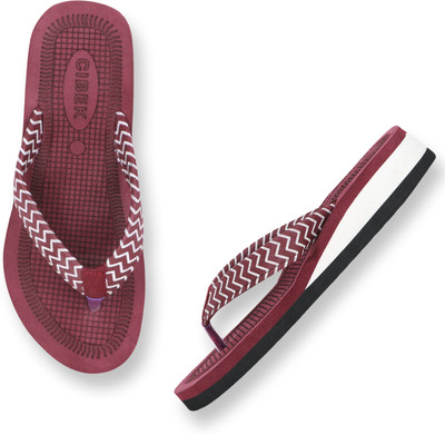 CIBEK Women Flip Flops(Maroon , 7)