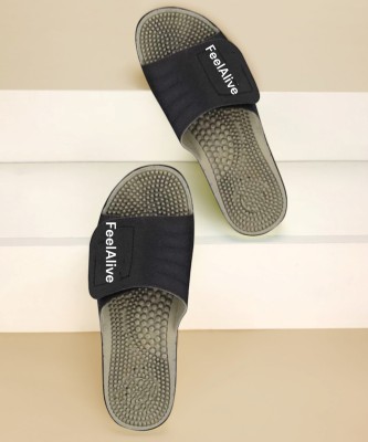 Feel alive Men Slides(Black , 9)