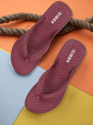 CIBEK Women Flip Flops(Maroon , 7)