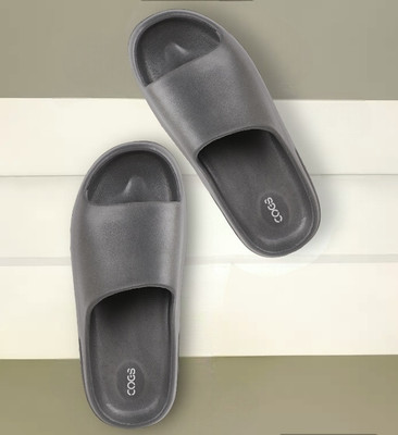 Cogs Men Soft Stylish Comfortable Indoor & Outdoor Slippers Flip Flops Slides(Grey , 7)