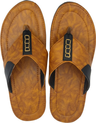 Revibe Men Flip Flops(Tan , 8)