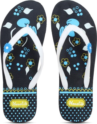 Phonolite Women printed Daily use Hawaii chappal,slipper,flip flop for women and girls Slippers(Black 5)