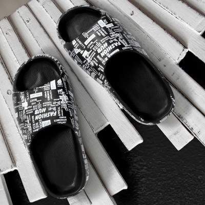 OUNIK STYLE Men Slides(Black , 10)