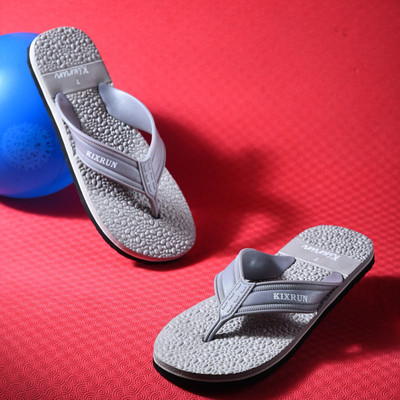 Kixrun Men Flip Flops(Grey , 7)