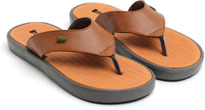BFOOT Men Flip Flops(Orange, Grey , 9)